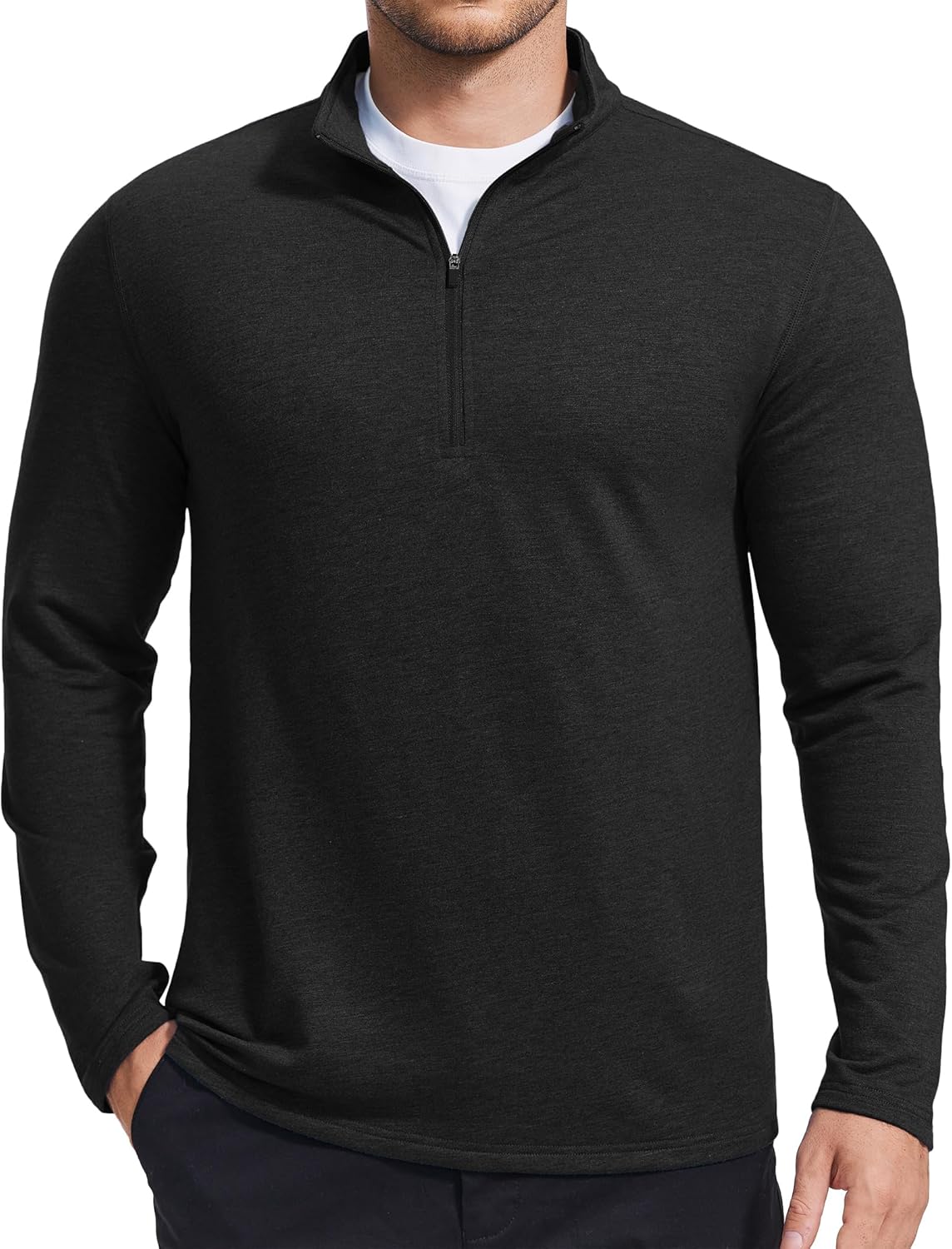 PINSPARK Men's Lightweight Quarter Zip Pullover | Performance Mock Neck Golf Sweatshirt