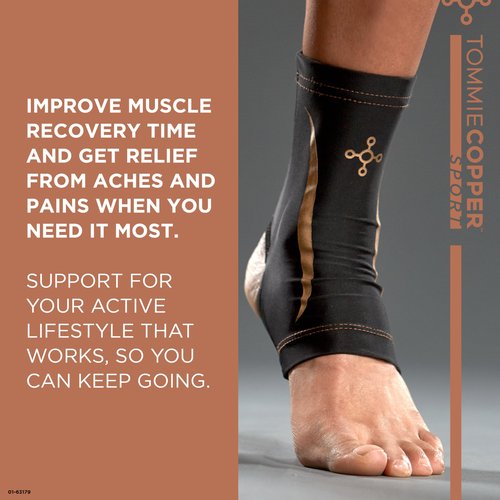 Tommie Copper Ankle Compression Sleeve (L/XL), 15-20 mmHg, 4D Stretch & Non-Slip Fit for Targeted Support, Patented Copper Znergy Fabric, Anti-Odor Benefits, Breathable Design