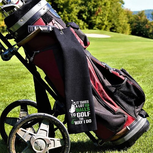 DYJYBMY It Takes A Lot of Ball Funny Golf Towel, Embroidered for Bags With Clip, Men's Accessories, Fathers Day Birthday Retirement Gifts for Fan Dad