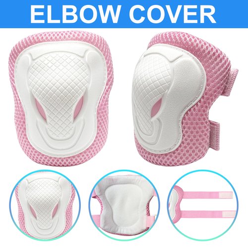 ENHERWE Kids Knee Pads Elbow Pads Wrist Guards Set for 3-8 Years,Child Protective Gear Set for Outdoor Sports,Cycling,Roller Skates,Inline Skating,Skateboard,Scooter,BMX Bike,Girls Pink