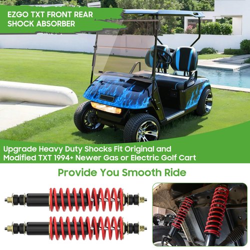 10L0L Golf Cart Shocks Absorber Front or Rear with Heavy Duty Coil Springs for EZGO Medalist TXT 1994+ Newer Gas & Electric Golf Carts, Replaces OEM# 76418-G01,70928-G01,70248-G01,70324-G01,76419-G01