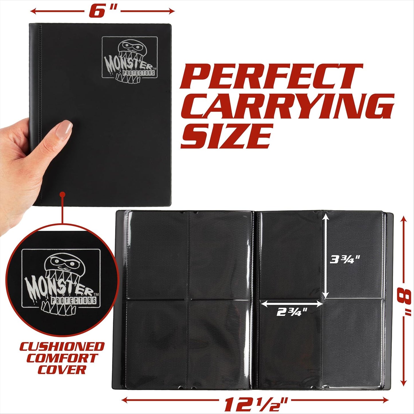 Monster Trading Card Album - Matte Black Anti-Theft Binder with Side Loading Pockets, Holds 160 Cards