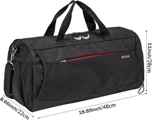 Kuston Sports Gym Bag - Versatile Duffel with Shoe Compartment, Trolley Sleeve & Wet Pocket