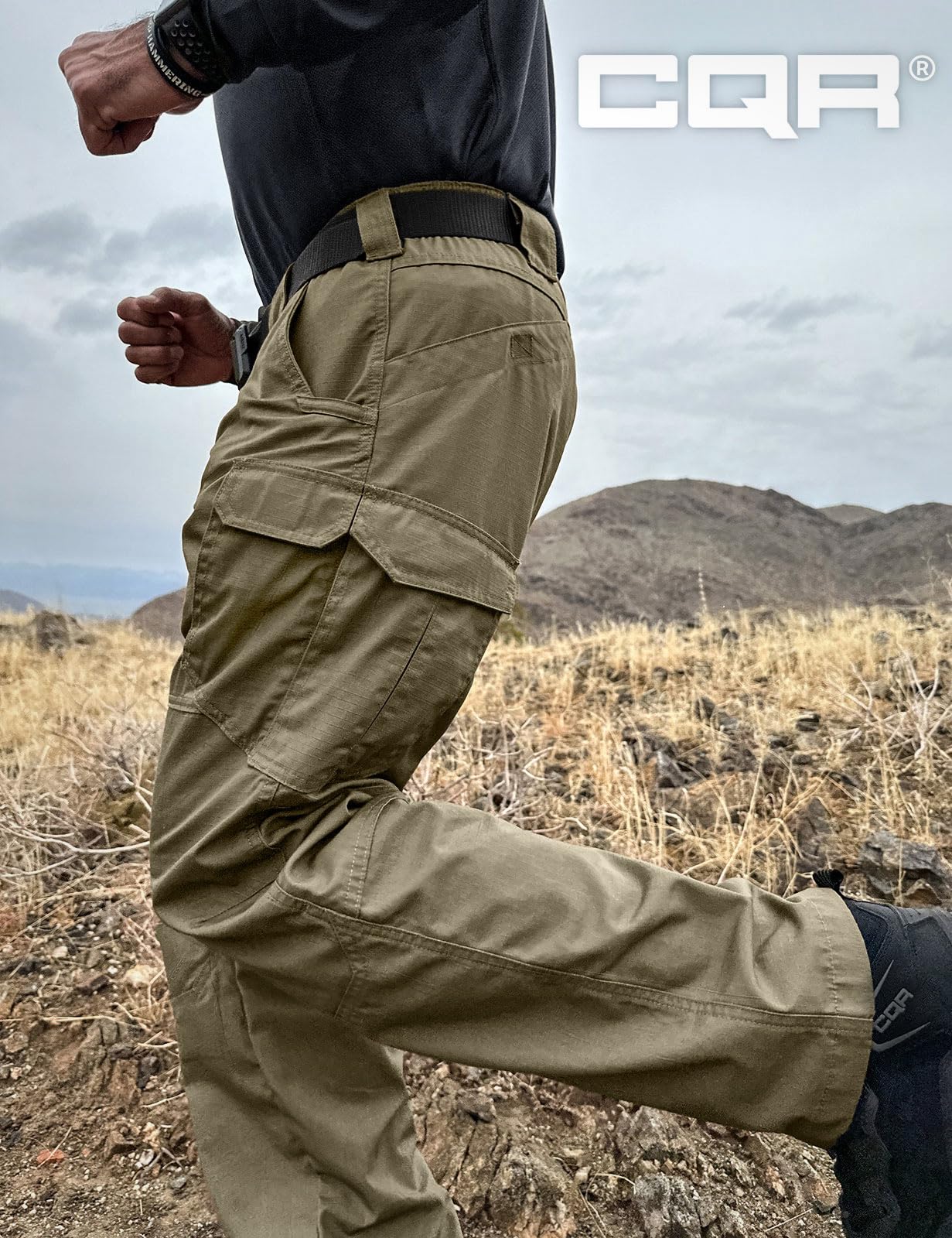 CQR Men's Tactical Pants, Water Resistant Ripstop Cargo Pants, Lightweight EDC Work Hiking Pants, Outdoor Apparel, Raider Mag Pocket Soil Green, 44W x 32L