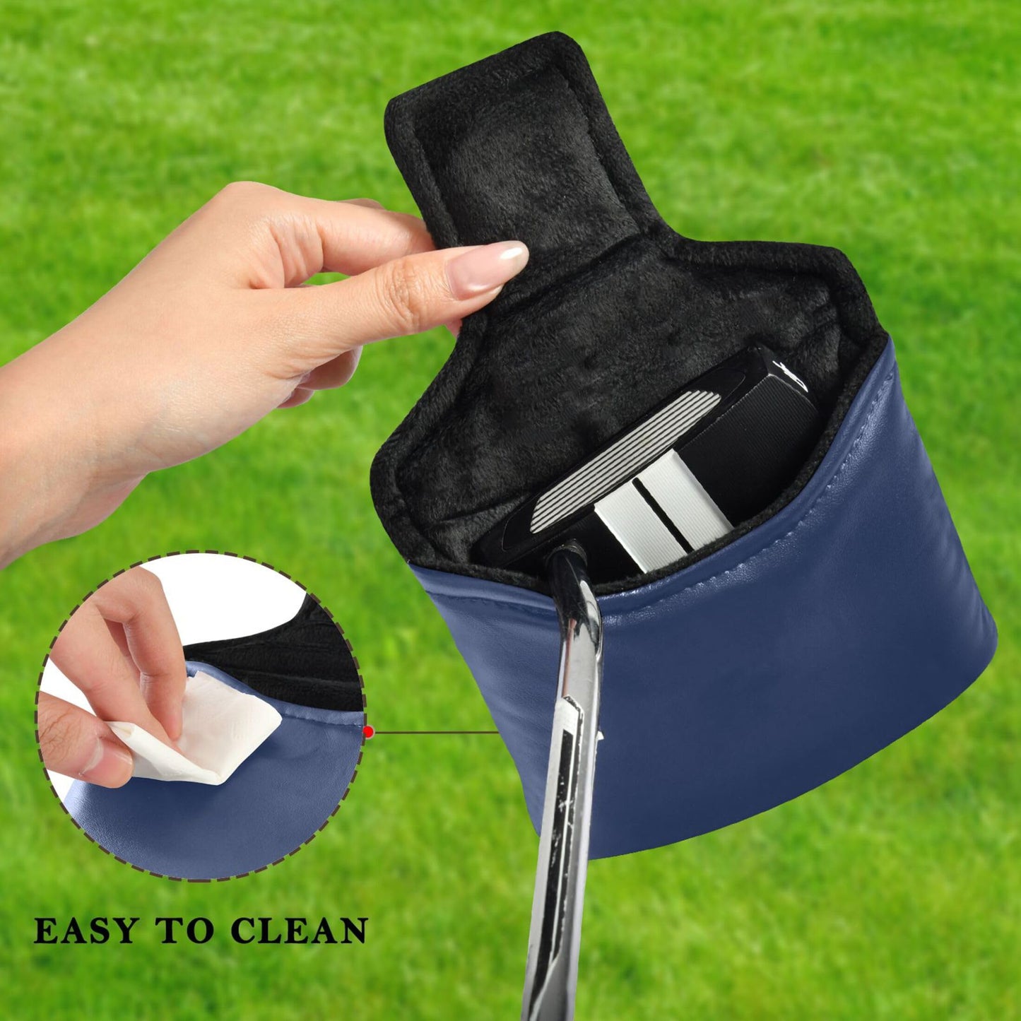 Navy Blue Mallet Putter Cover Headcover Magnetic Golf Head Covers Headcovers