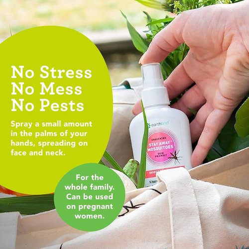 EarthKind Stay Away Mosquitoes Insect Repellent - Plant-Based, Unscented Spray for Up to 14-Hour Protection - 4-Oz (2-Pack)