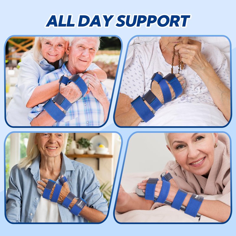 YiYame Resting Hand Splint, Stroke Hand Brace with Finger Support, Hand immobilizer for Carpal Tunnel Wrist Night Support, 5 fingers Straightening, Flexion Contractures, Fits Right & Left, M