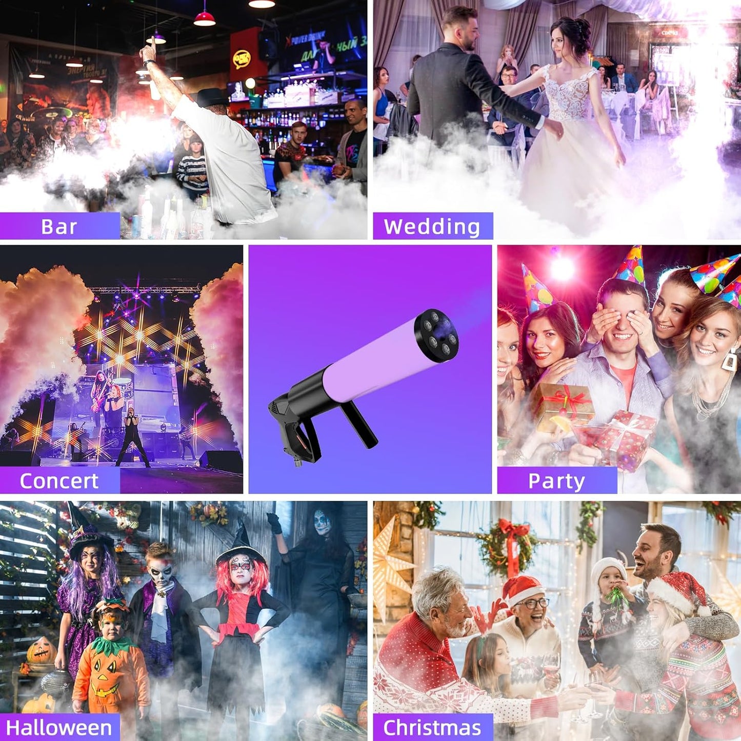 Skiennix Handheld CO2 Jet Blaster - RGB LED Smoke Machine for Events, Weddings & Parties | 1 Pack
