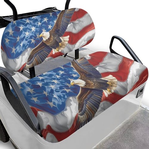 Brosoneto Eagle Golf Cart Seat Covers, American Flag Breathable Golf Cart Seat Blanket Towel, Travel Sports Golf Cart Front Seat Cover for Club Car Golf Cart Accessories