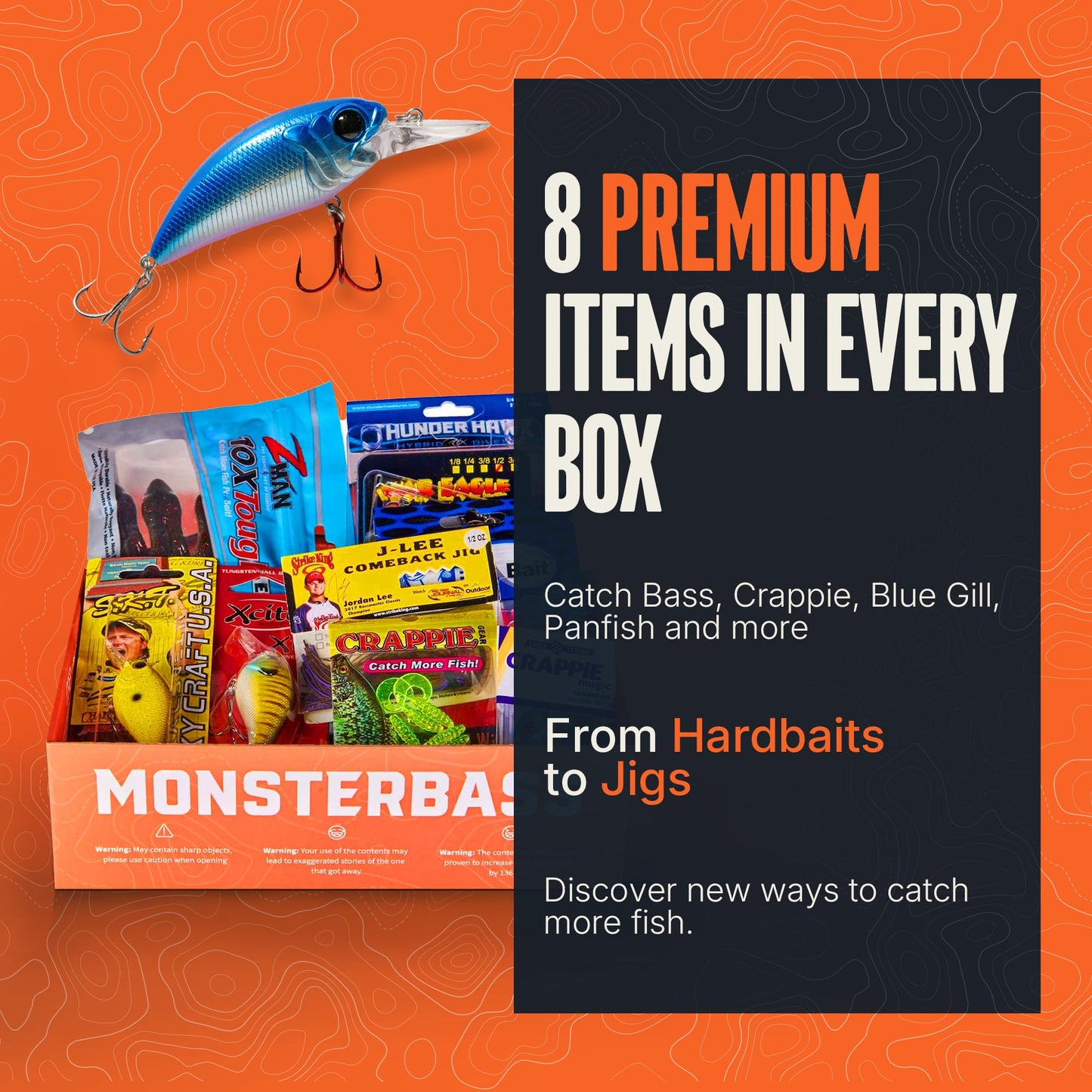 MONSTERBASS Mystery Fishing Tackle Box – Multi-Species Fishing Tackle Box with Professional Bass, Panfish, Trout, and Pike Lures, Premium Fishing Gifts for Men & Freshwater Anglers