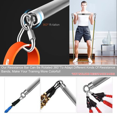 DASKING Detachable Resistance Bar - 38.5" Total Length – 500LBS Capacity, Portable Home Gym Bar for Full Body Workouts