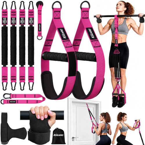 Pull Up Assistance Bands for Women, Heavy Duty Resistance Bands with Handles, Exercise Band with Door Anchor, Workout Band Set for Pull Up Bar, Full Body Sculpting,Muscle Training, Recovery, Home Gym