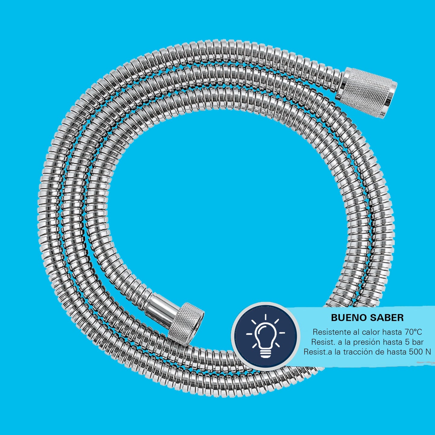 GROHE VitalioFlex Metal Long-Life TwistStop - Shower Hose 1.75 m (Tensile Strength 50 kg, Pressure Resistance Up to 16 Bar, Heat Resistance 75°C, Universal Connection G 1/2" x 1/2"), Chrome, 22100000