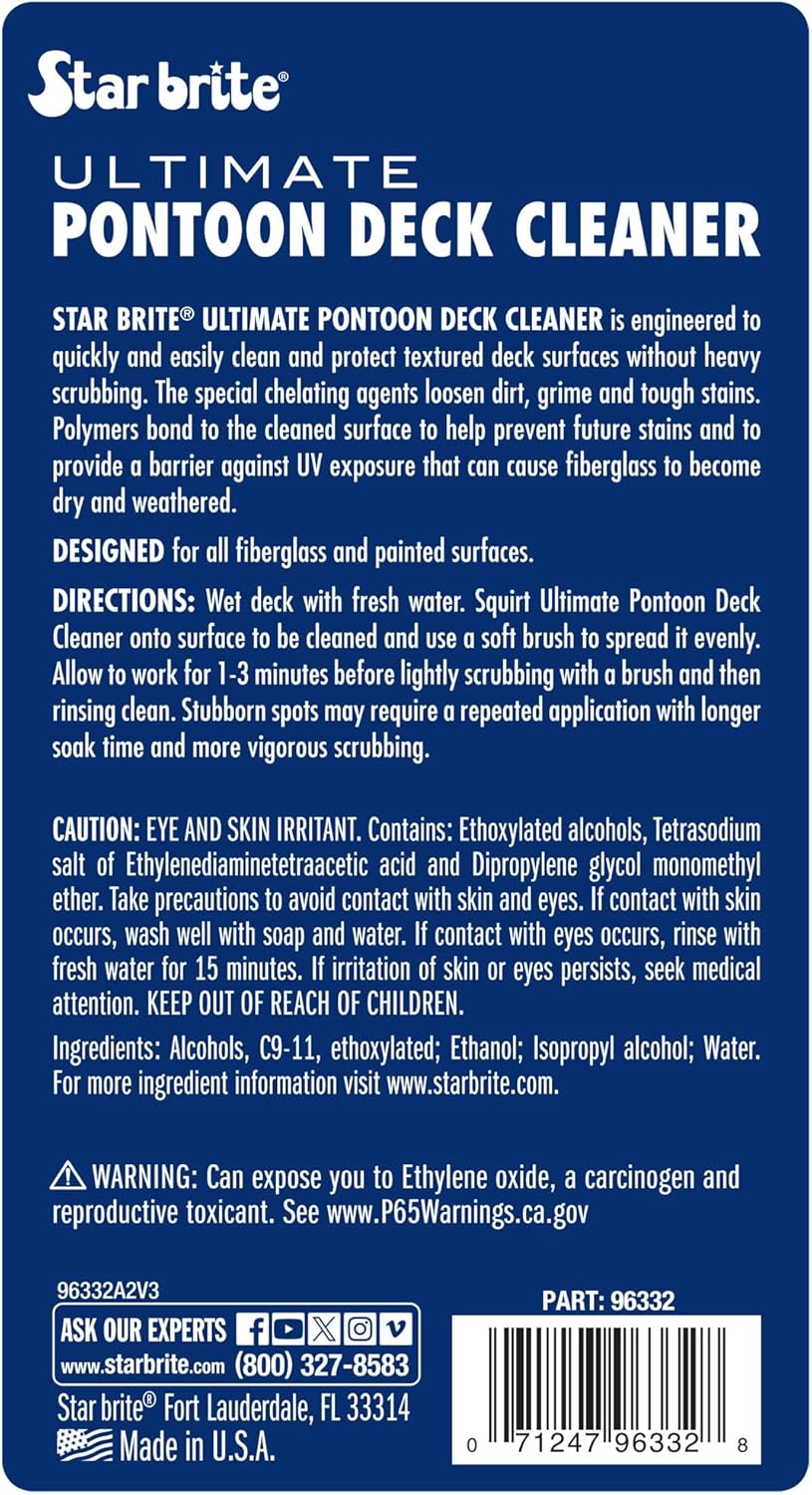 Star Brite Ultimate Pontoon Deck Cleaner - Effortlessly Lift Dirt & Stains from All Surfaces - 32 OZ