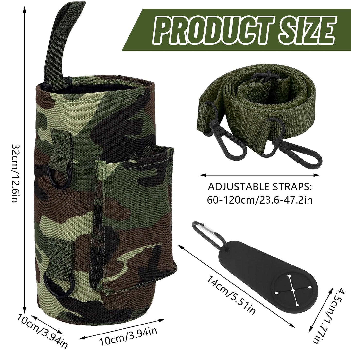 TOUGHMATE Magnetic Gym Water Bottle Bag, Small Bottle Holder with Ultra Strong Magnet for Men and Women, Secure Attachment to Metal Surfaces, Compact Design for Phone and Essentials - Camouflage