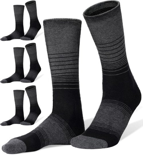 FITRELL Men's Merino Wool Hiking Socks - 4 Pack, Warm Thermal, Cushioned & Lightweight Boot Crew Socks