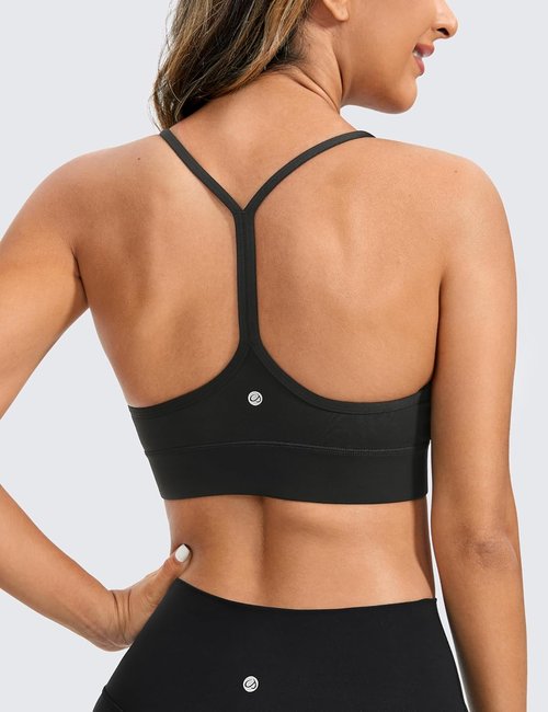 CRZ YOGA Butterluxe Women's Y-Back Sports Bra - Wireless Padded Scoop Neck Athletic Top
