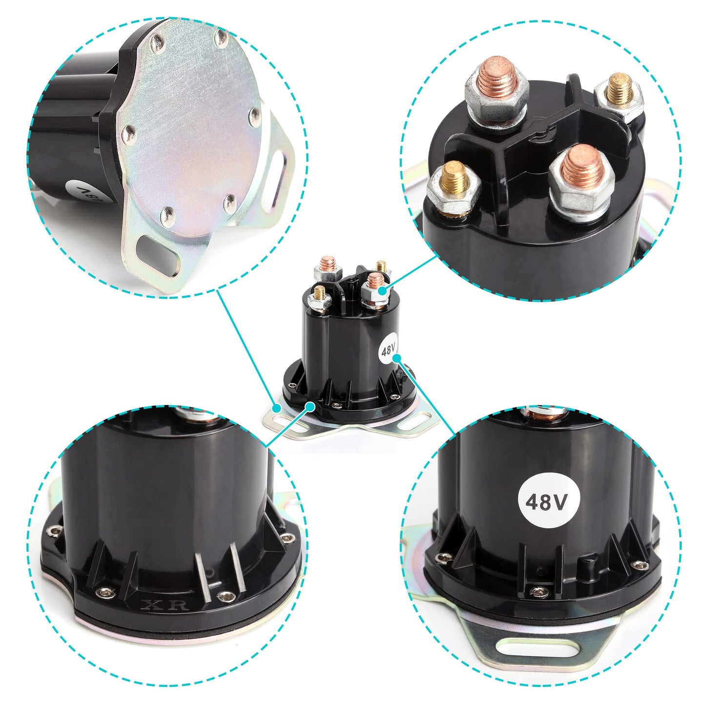 10L0L Golf Cart 48V Solenoid for EZGO RXV, 4 Terminal 150A, Replace OEM 624317, 649373