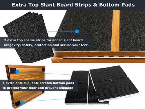BAM Athletica 5in1 TherapyFlex Pro Slant Board for Calf Stretching, Exercise & Physical Therapy | Adjustable Calf Stretcher Wooden Velour Board for Calf Stretching, Ankles & Exercise