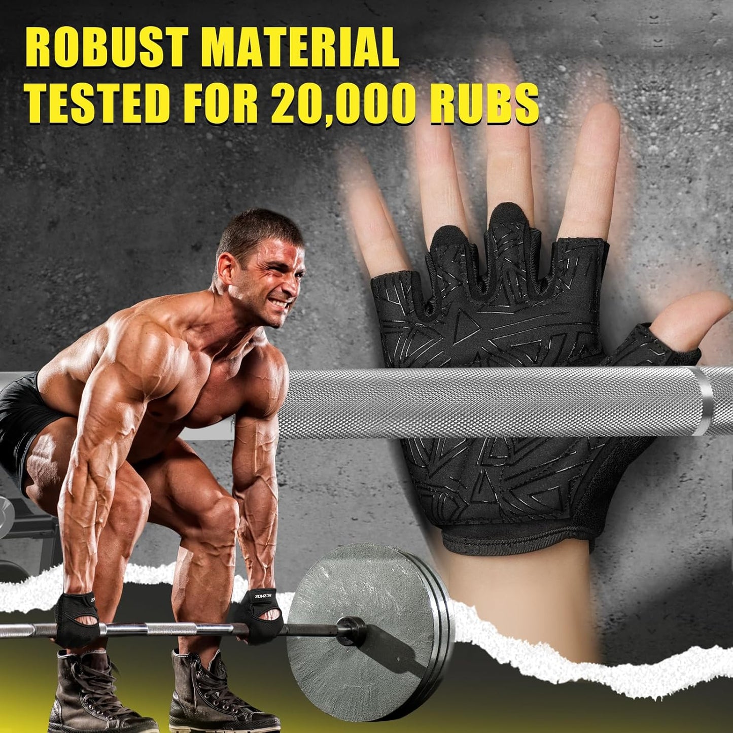 HOZMOZ Weight Lifting Gloves - Ventilated, Thick Padded Workout Gloves with Full Palm Protection | Unisex Fitness Gear
