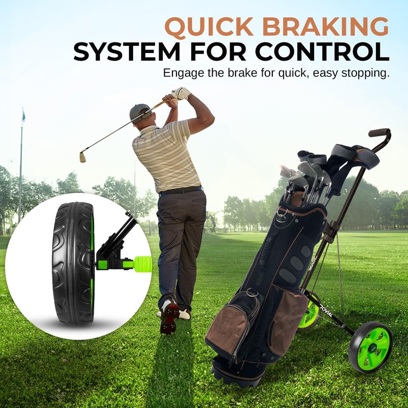 JOVIAL 2 Wheel Golf Push Pull Cart - Lightweight, Foldable, Collapsible, Caddy Accessories, Golf Bag Storage with Deluxe Scorecard Holder, Adjustable Handle, Aluminium Frame, Compact Design for Travel