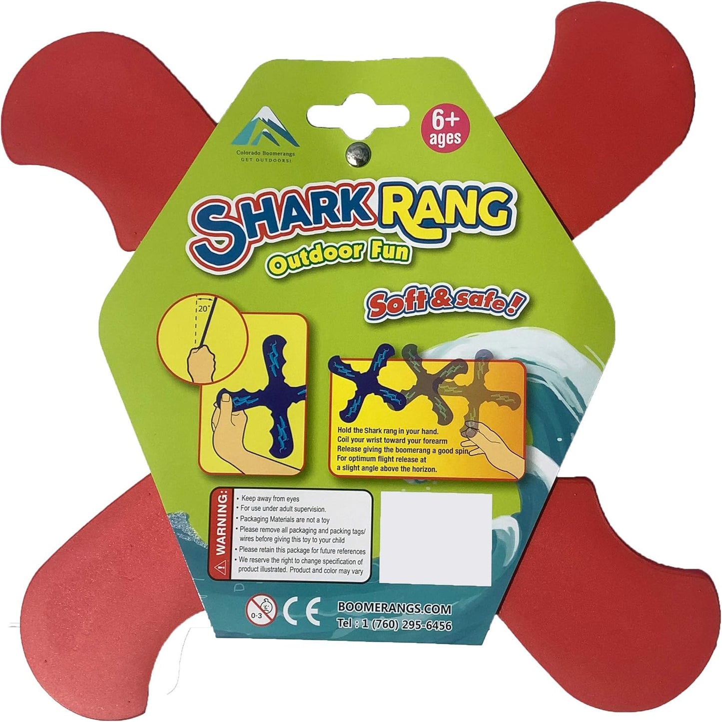 Colorado Boomerangs Shark Rang Red Boomerang - Perfect Beginner-Friendly Design for Kids & Adults