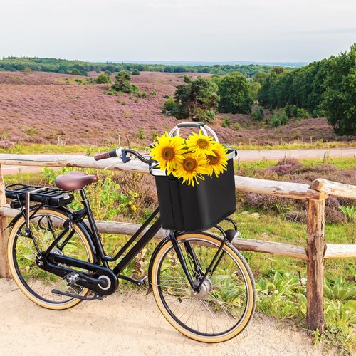 Hedume Bicycle Basket, Folding Detachable Bike Basket, Multi-Purpose Bike Handlebar Basket Front for Pet, Shopping, Commuter, Camping and Outdoor, Quick Release Easy Install