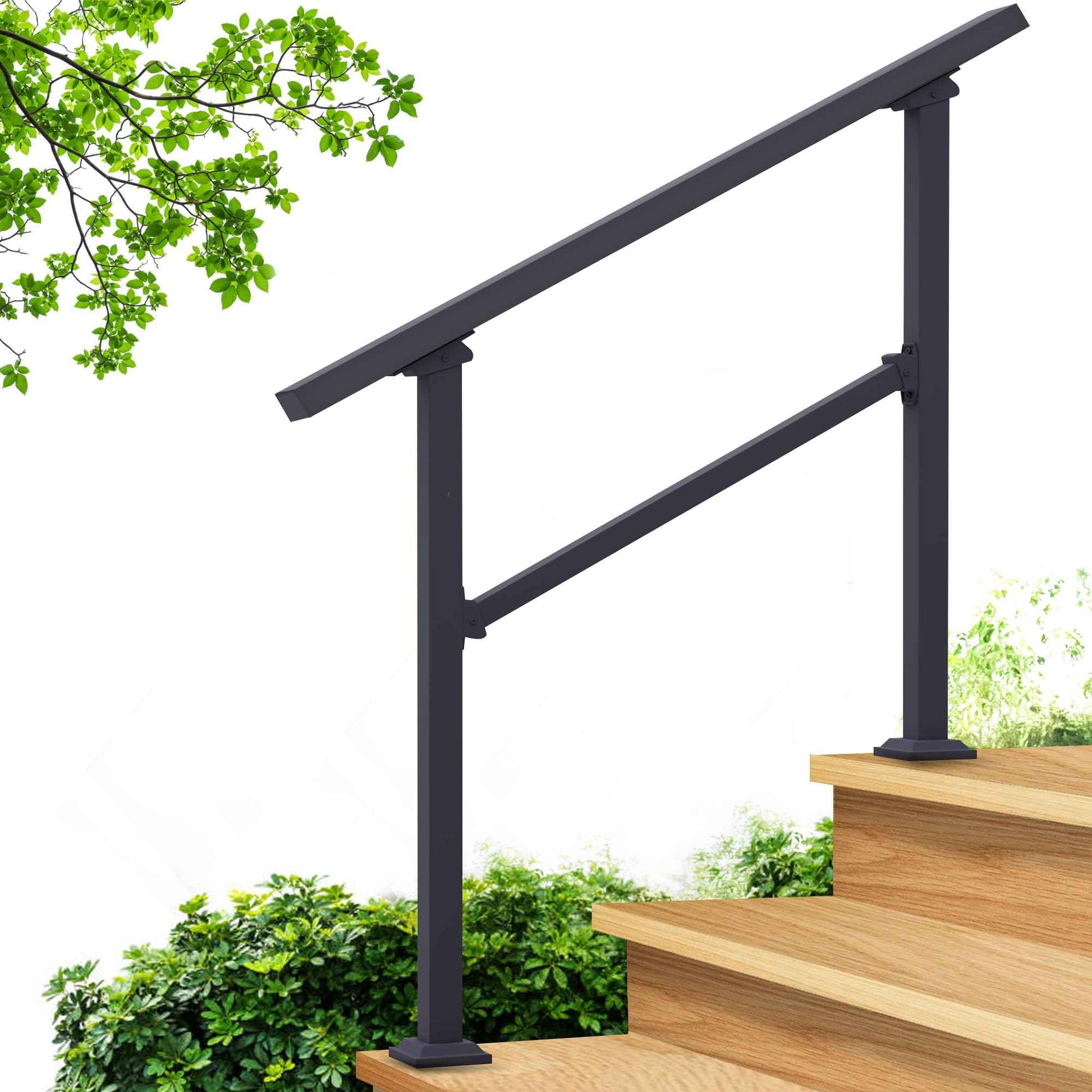 CR Fence & Rail 2-3 Step Stair Handrail, for Indoor & Outdoor Installation, with 40" Top Rail, Perfect for Porch, Deck, and Balcony