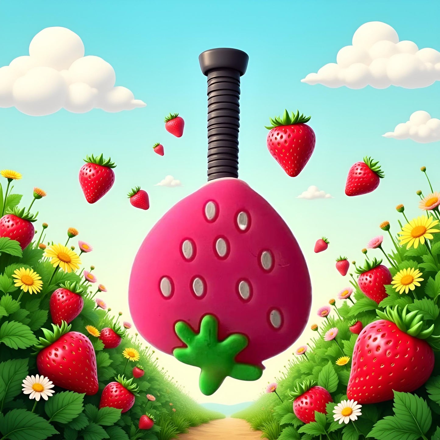 YuanHolumid Pink Strawberry Tennis Racket Vibration Dampener Soft Silicon Racket Dampener Cartoon Shape Tennis Racquet Shock Absorbers Tennis Racket for Racquetball, Tennis Vibration Dampeners