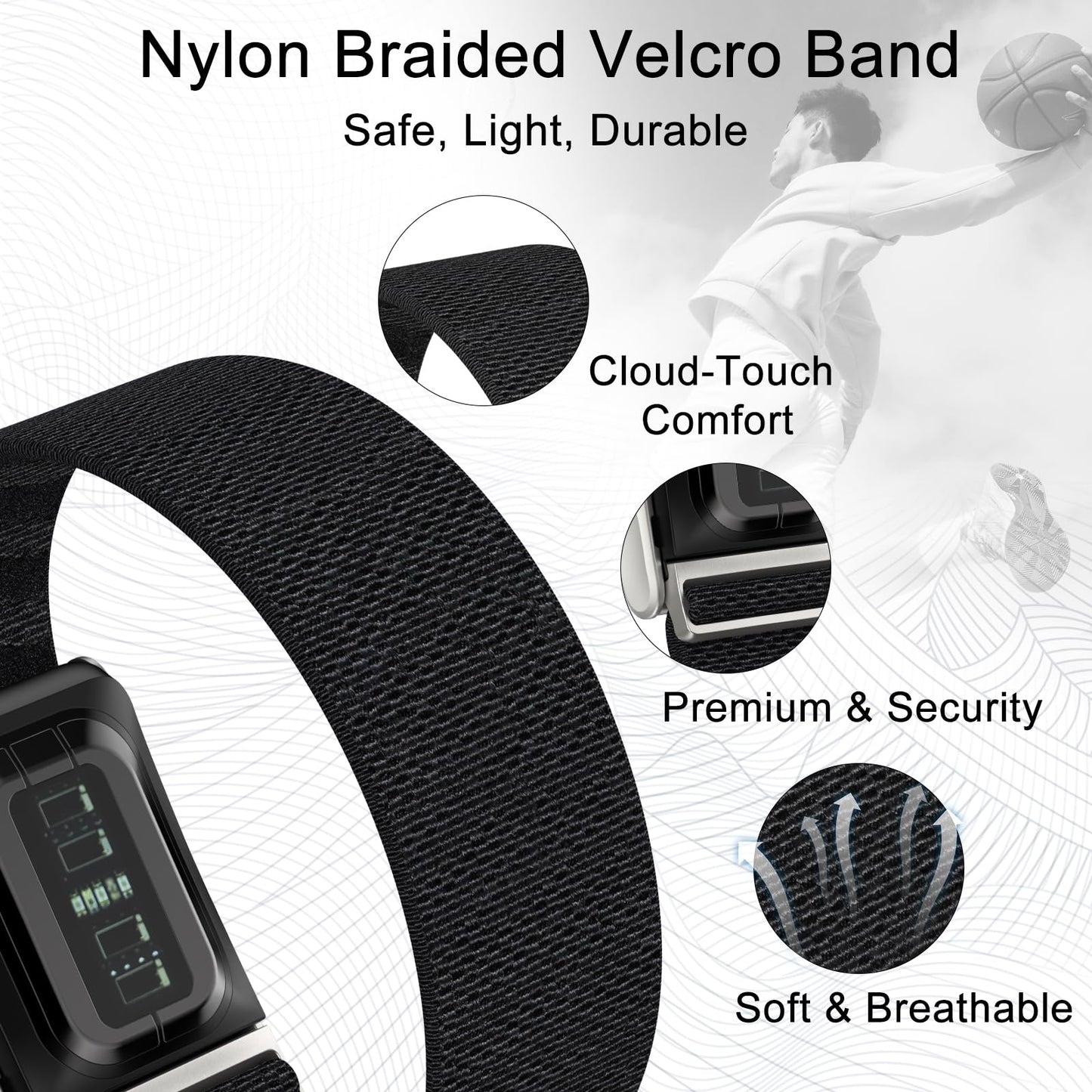 omee Nylon Sport Band Compatible with Whoop 5.0 Bicep Bands One, Peak and Life, Breathable Nylon Adjustable Waterproof Replacement Wristbands Straps for Whoop Bands 5.0 – Not Compatible with Gen 4