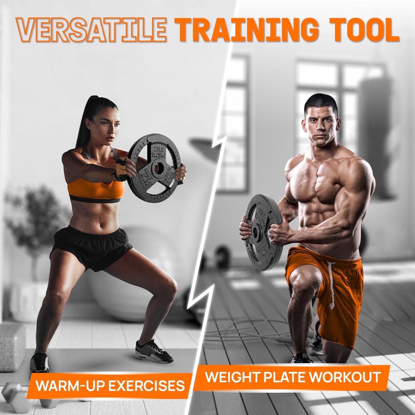 Yes4All Tri-Grip Handles Olympic Weight Plates/Cast Iron Weight Plates, Suitable for Barbell Exercises, Strength, Flexibility Training - 5LB (Pair)