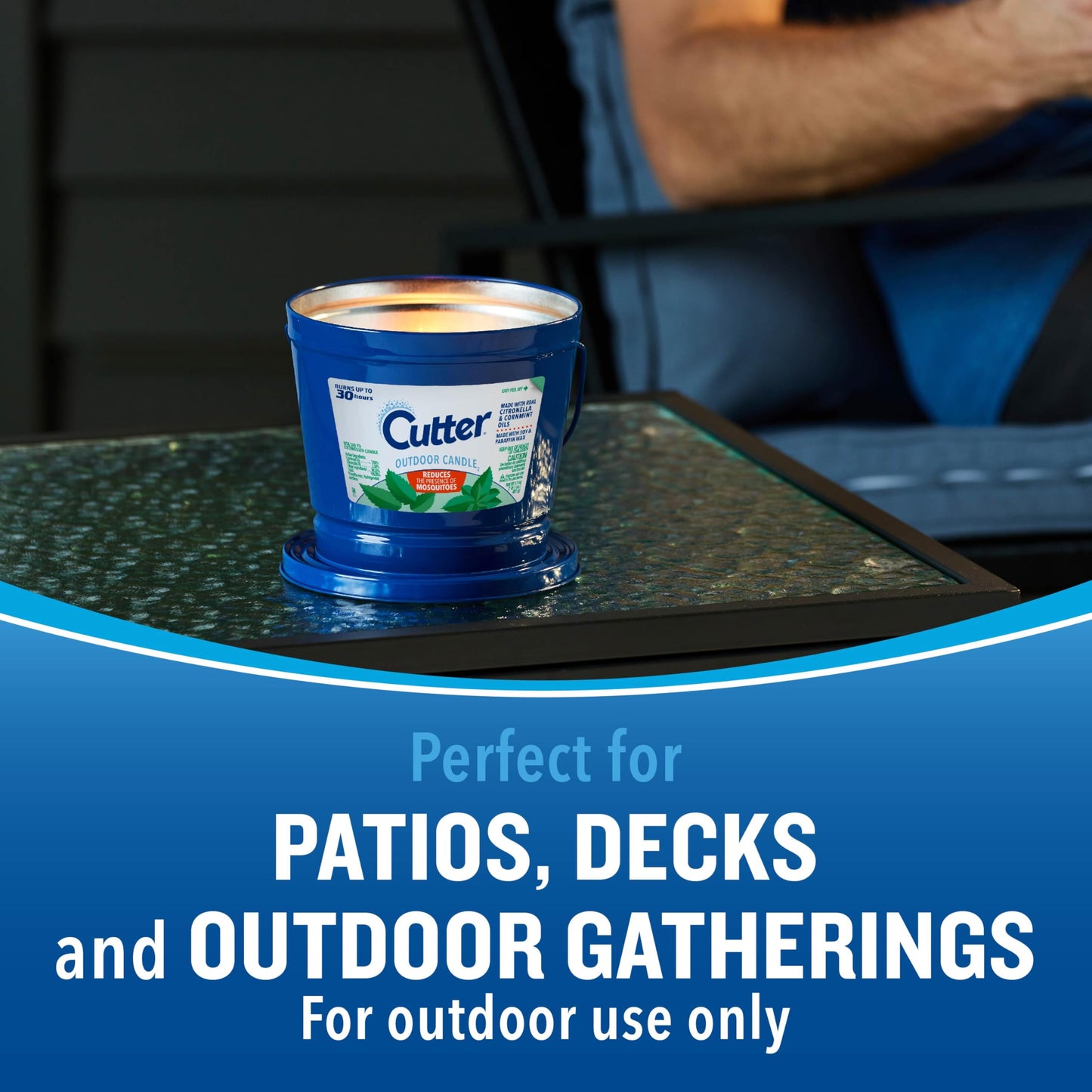 Cutter Candle, Outdoor Soy Wax Candle Made with Real Citronella Oil and Cornmint Oil Reduces The Presence of Mosquitoes with A Light, Fragrant Citronella and Mint Scent, 17 Ounces, 6 Pack