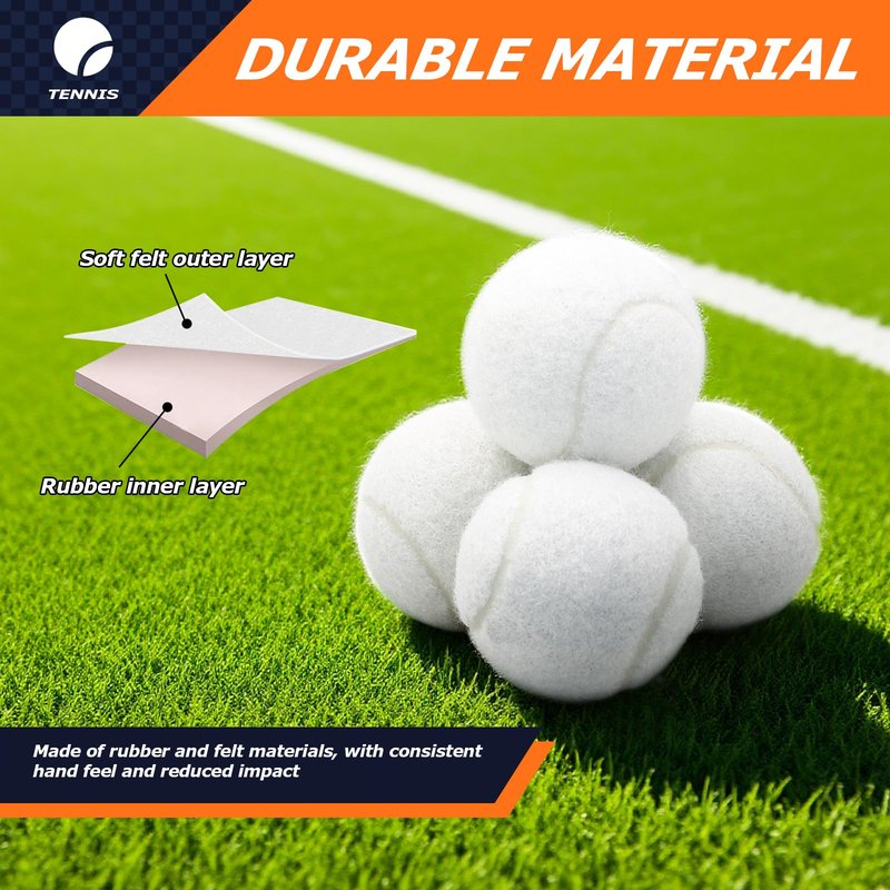 Bac-kitchen Tennis Balls, 6 Pack High Elasticity Practice Tennis Balls with Mesh Bag, Ideal for Beginner, Exercise Playing Balls for Pet Dog (White)