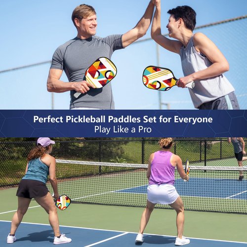 DUJORM Pickleball Set with 4 Premium Wood Paddles, Cushion Comfort Grip, 4 Pickleball Balls & Carry Bag, USAPA Approved Pickle Ball Paddle Set for Men Women