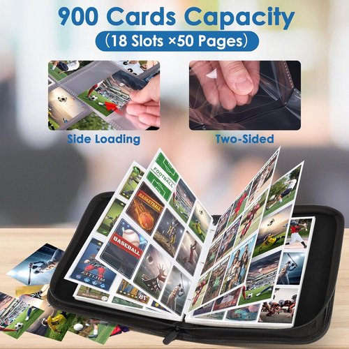 900 Pockets Card Binder - Durable Trading Card Holder Album for Sports & Game Cards | Red