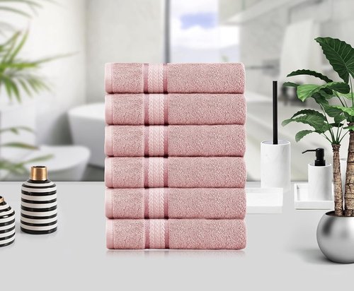 COTTON CRAFT Ultra Soft Hand Towels - Set of 6 Plush Absorbent Quick-Dry Towels | 16x28 Blush Pink