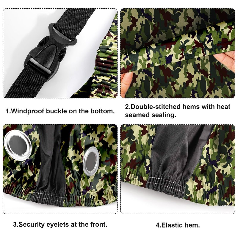 Roctee Bicycle Cover Waterproof Wind Rain Snow Proof Outdoor Mountain Bike Road Travel Bike Cycle Covers with Storage Bag, 78.7''(L) * 27.6''(W) * 43.3''(H) for XL Size (Black & Camo)