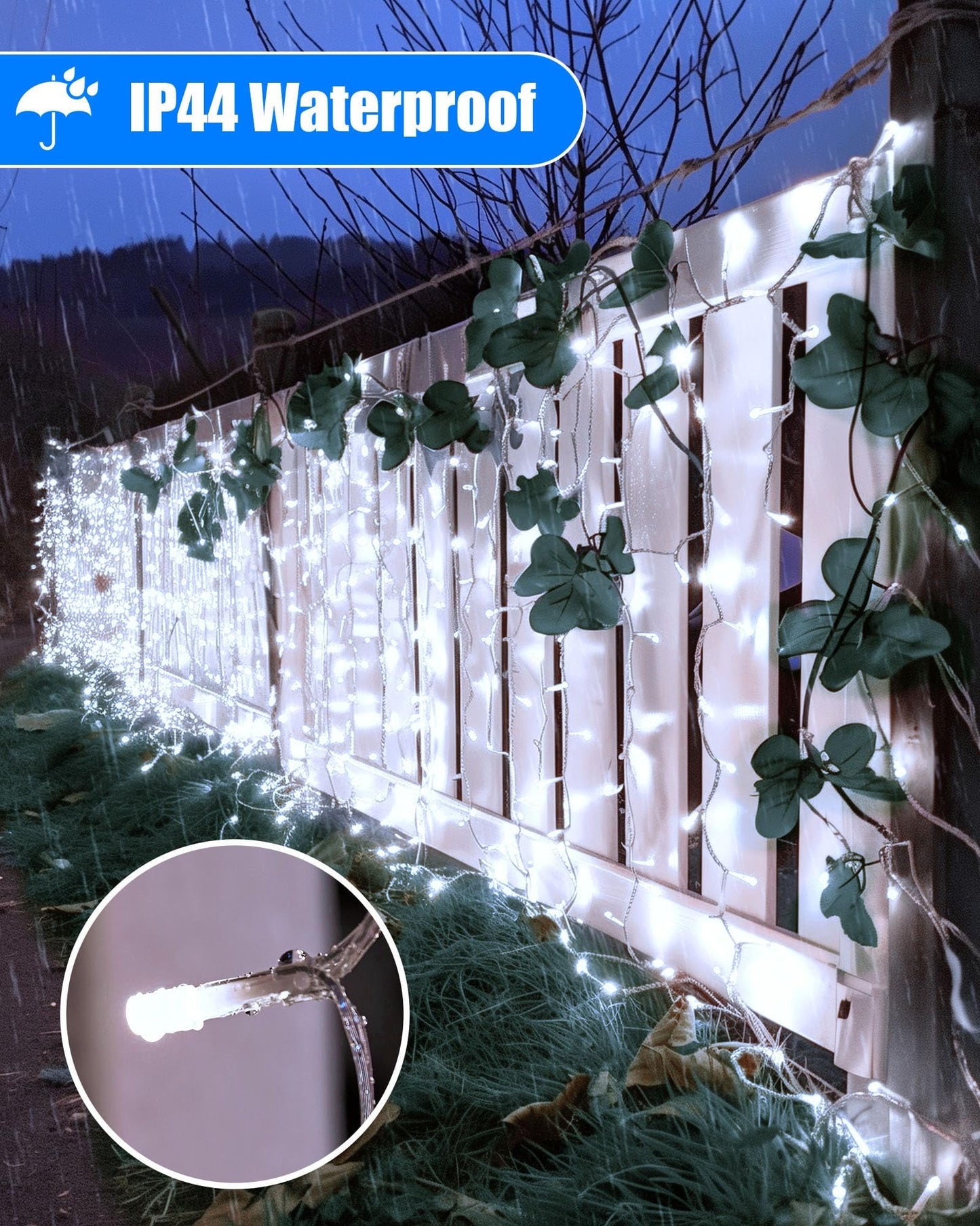 Minetom Icicle Lights for Outside, 100Ft 832 LED White Christmas Lights with 156 Drops,Outdoor Icicle Christmas Light with Remote and Timer for House Roof, Pure White