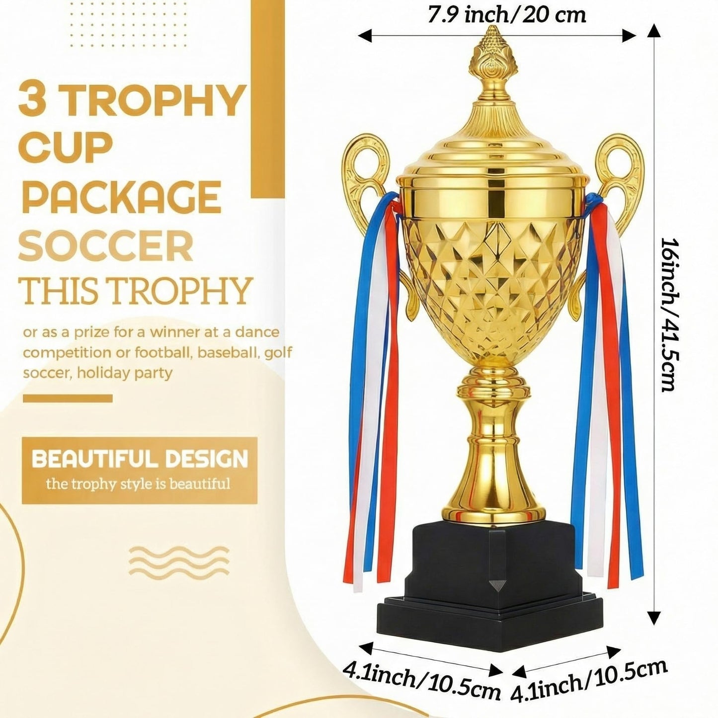 Liliaafar Large Trophy Cup Bulk Gold Trophy Award for Sports Cup Championships Basketball Competitions Tournaments Ceremony Celebration Party Gift(6 Pcs,16 x 7.9 Inch)