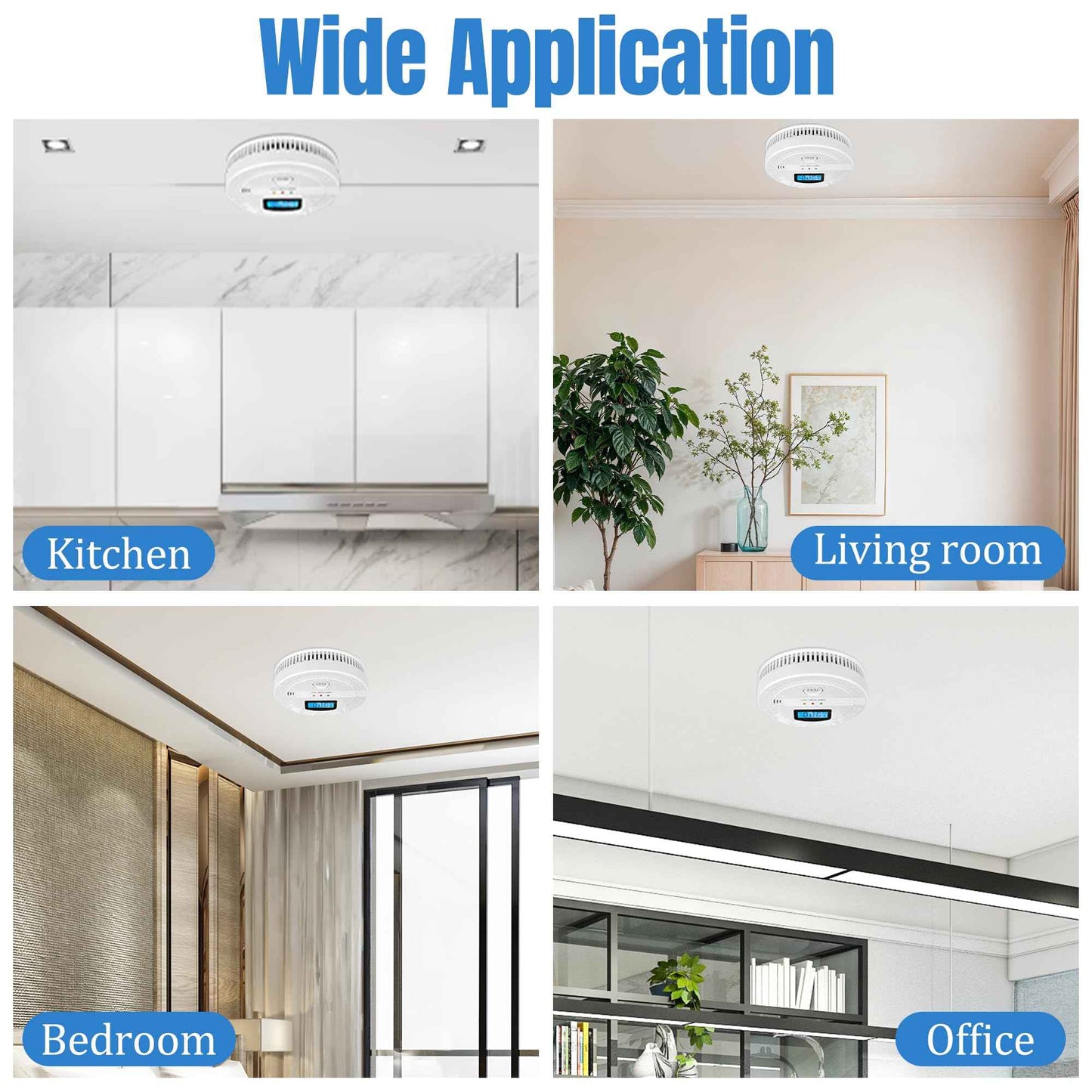 GQIRIL Smoke and Carbon Monoxide Detector - Battery Powered Monoxide Alarm with Dual Sensor and Digital Display, Portable Fire and CO Warning Light Indicators for Kitchen Home Garage (No Battery)