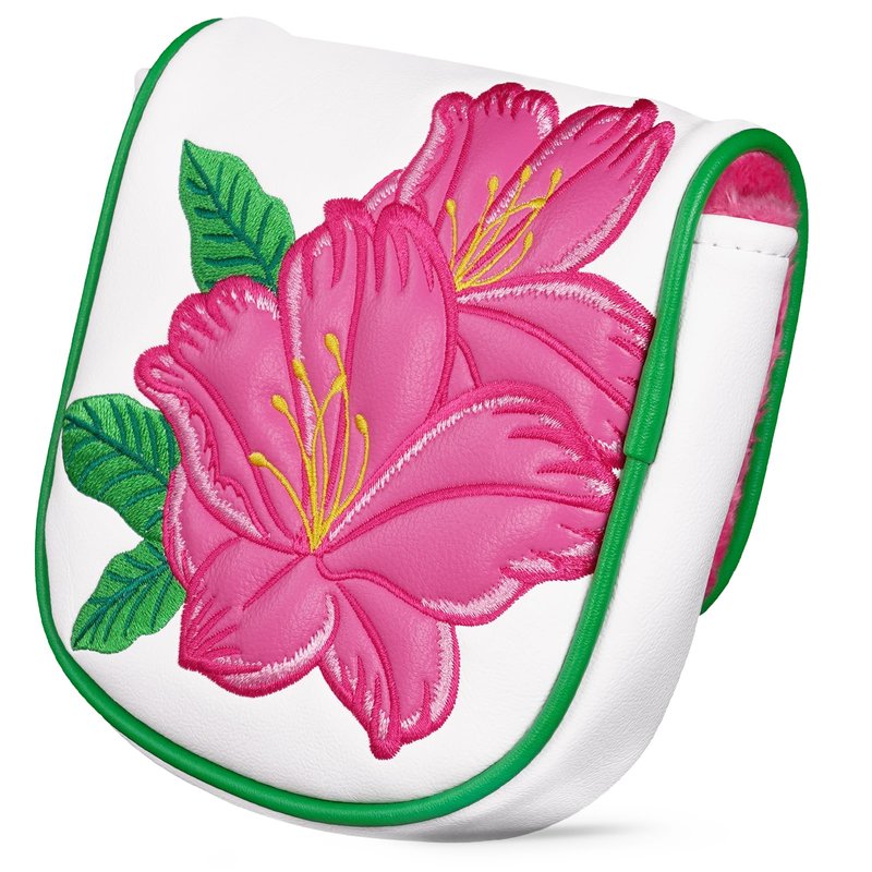 DF3 Putter Cover Magnetic Closure Azalea Embroidery Putter Headcover White/Pink