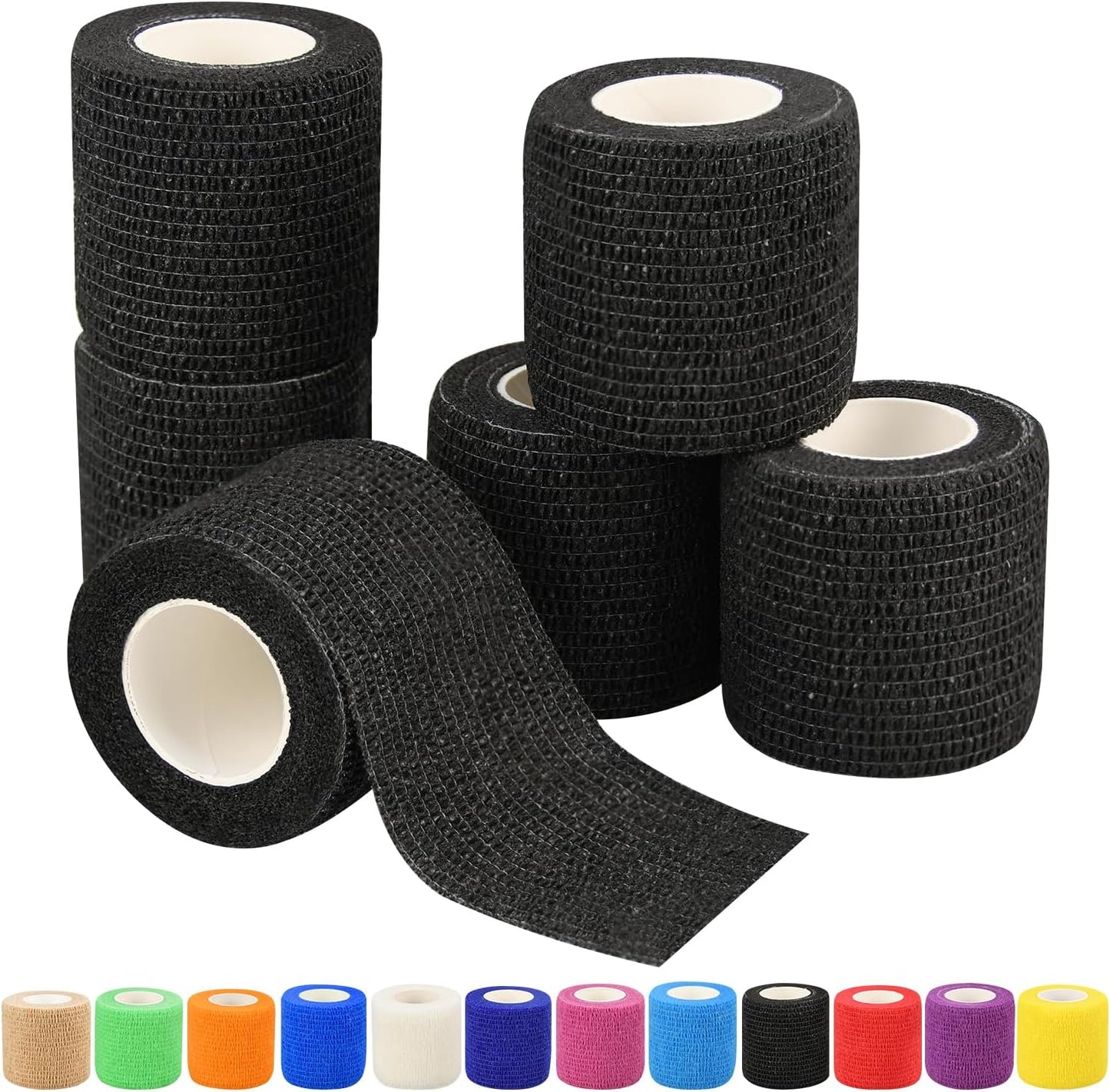 Skiennix Self-Adhesive Bandage Wraps - 6 Pack, 5 Yards Each, 12 Color Options for Sports & Injury Recovery