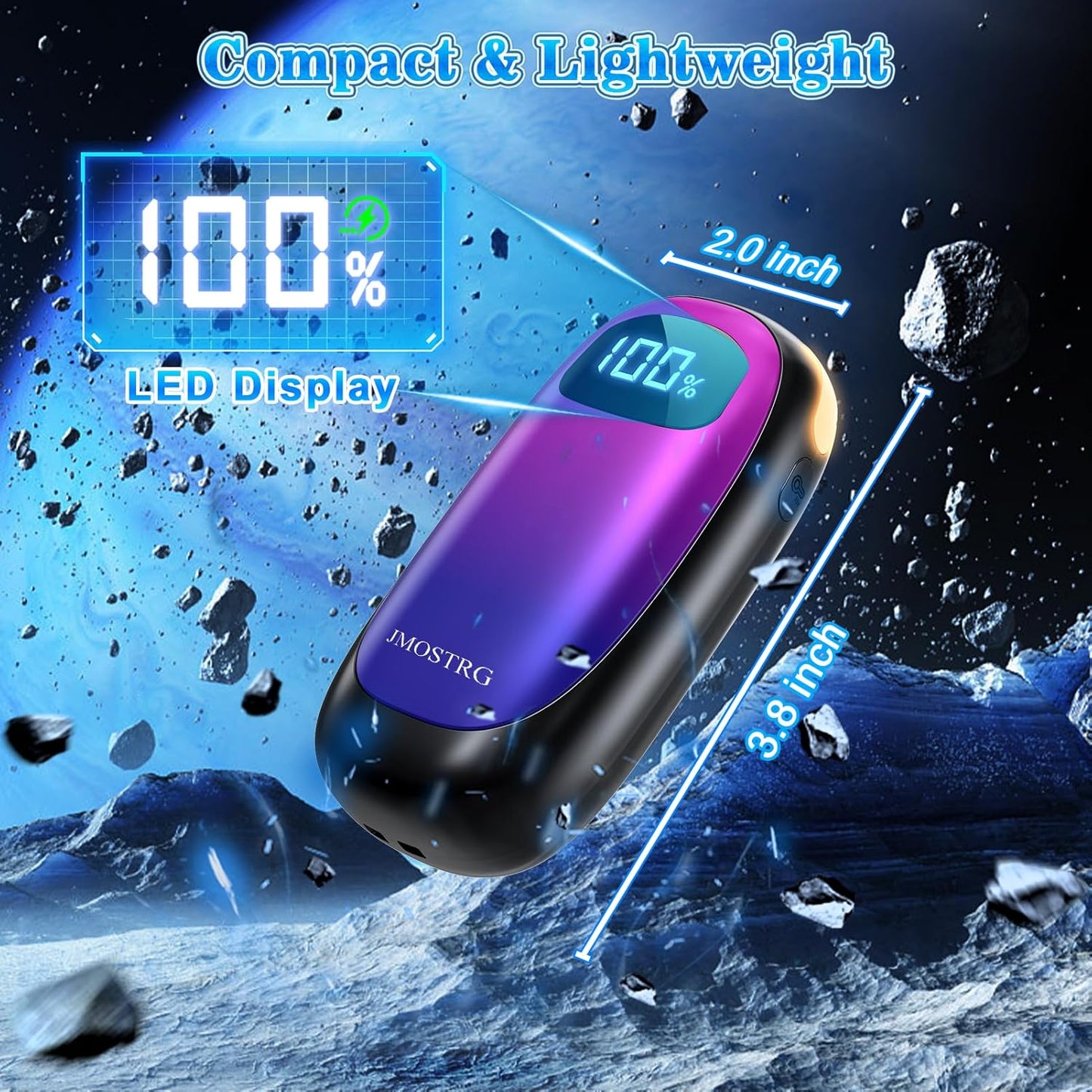 Skiennix Rechargeable Hand Warmers - Dual-Sided Heating with LED Display & Flashlight, Max 127℉, 13Hrs Battery Life