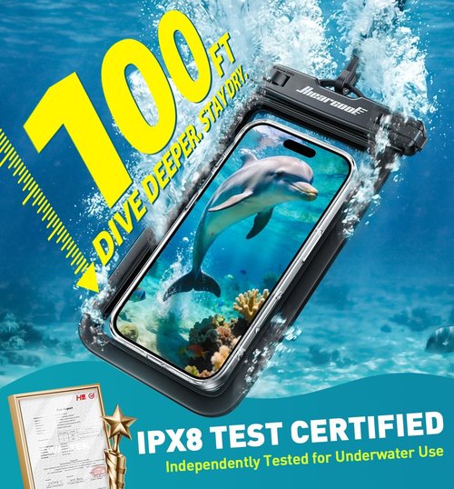 Hiearcool Waterproof Phone Pouch - IPX8 Waterproof Case for iPhone 17/16/15/14 Pro Max | Touch Screen & Lanyard Included, 2-Pack (Fits Up to 8.9”)
