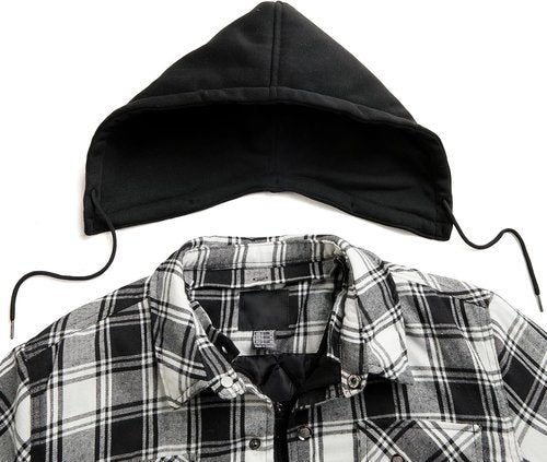 CHEXPEL Flannel Jacket for Men - Hooded, Quilt-Lined, Long Sleeve Plaid Winter Coat