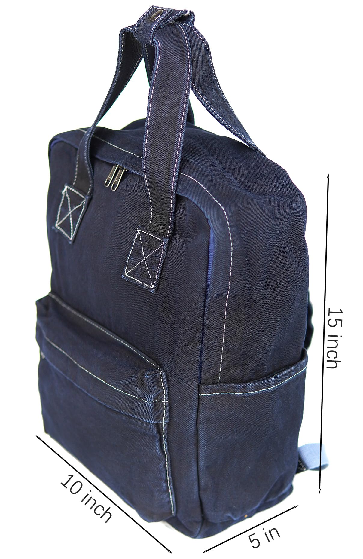 YunZh Denim Backpack Casual Style Lightweight Jeans Backpacks Classic Retro Travel Daypack