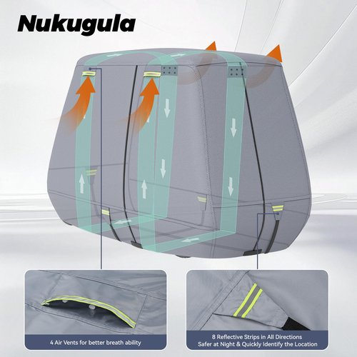 Nukugula 800D Waterproof Golf Cart Cover 2/4/6 Passenger, Heavy Duty Solution-Dyed Polyester UPF 50+, Universal Fits for EZ GO Yamaha Club Car