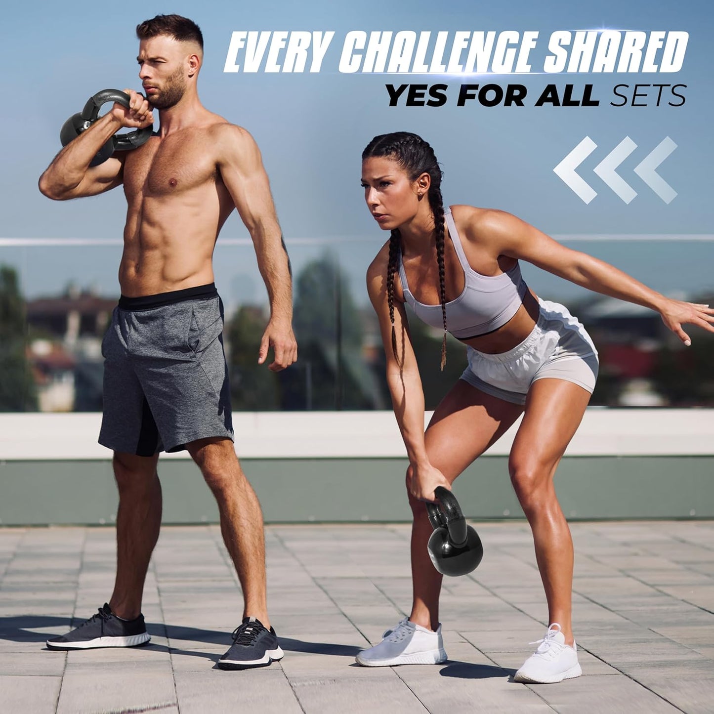 Yes4All Kettlebell - Vinyl Coated Cast Iron Set with Stable Flat Bottom for Full Body Workouts