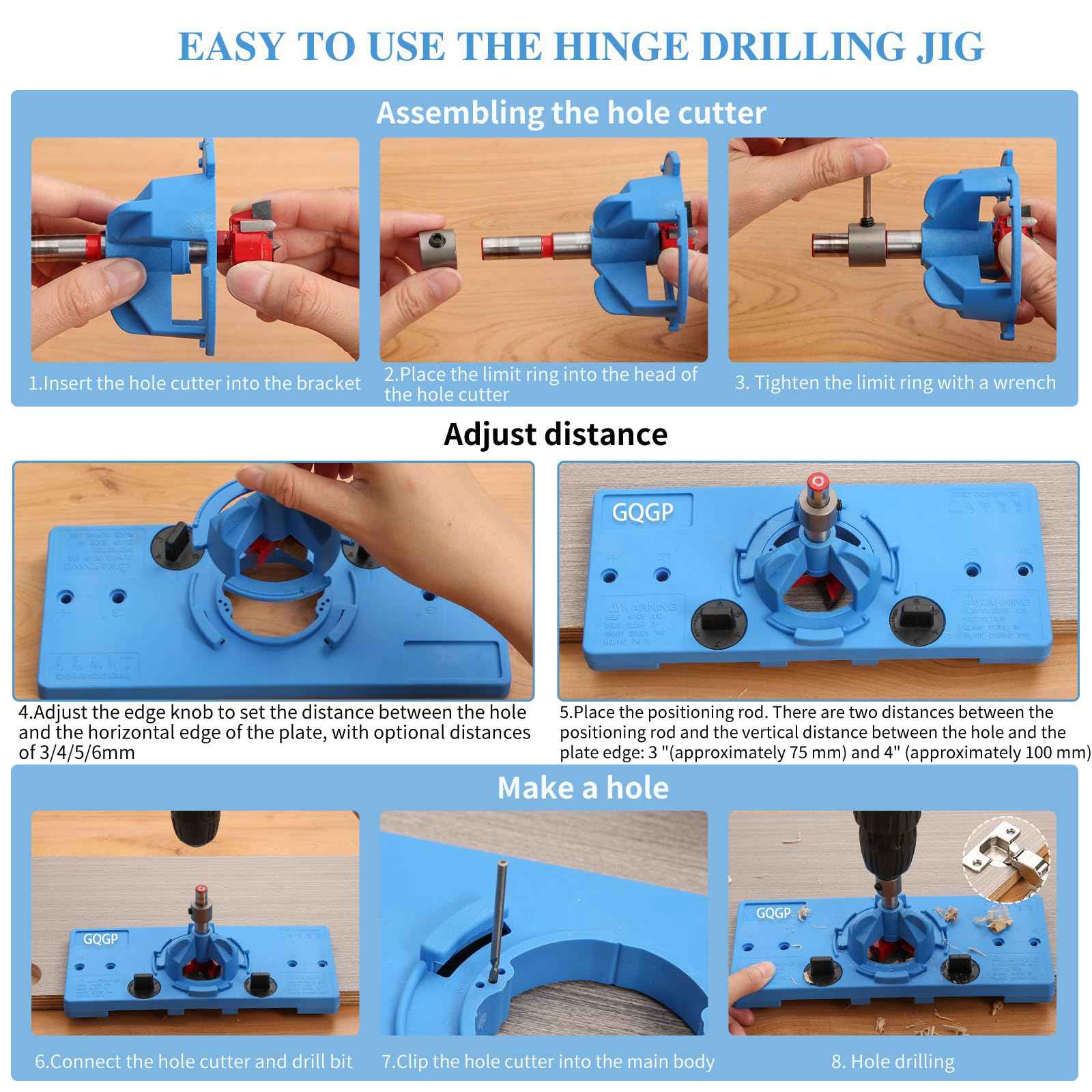 35mm Hinge Jig Concealed Hinge Hole Saw Jig Higne Drilling Jig Hole Guide Woodworking for Kitchen Cabinet Door Hinge