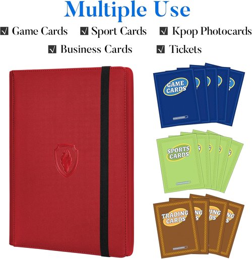 Fabmaker Premium 9 Pocket Card Binder - Sturdy Trading Card Album for 540 Cards | Red Color